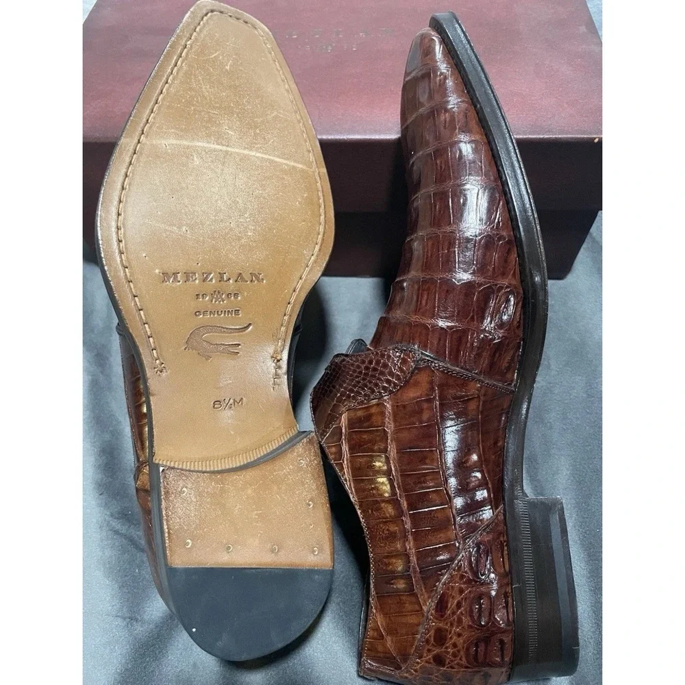 Mezlan Gables 13778-F Cognac Alligator‎ Monk Strap 8.5M Handmade Spain NIB Shoes